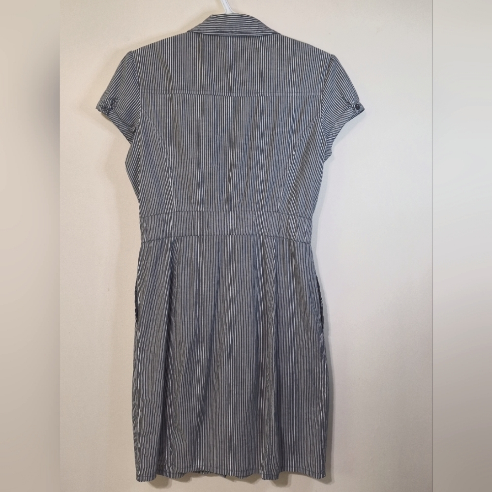 Vintage Y2K Dynamite Pinstripe Shirtdress with Bow Tie Waist Medium - Picture 9 of 10